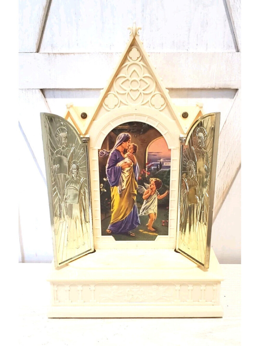 Vintage 50's Raylite Electric Corp Musical Church Cathedral Mary Jesus